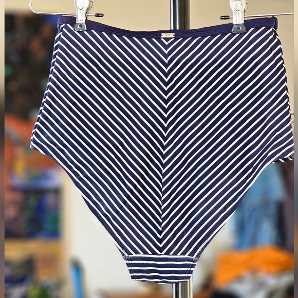 Panache Navy and White Striped High-Waisted Bikini Bottom - Picture 3 of 8